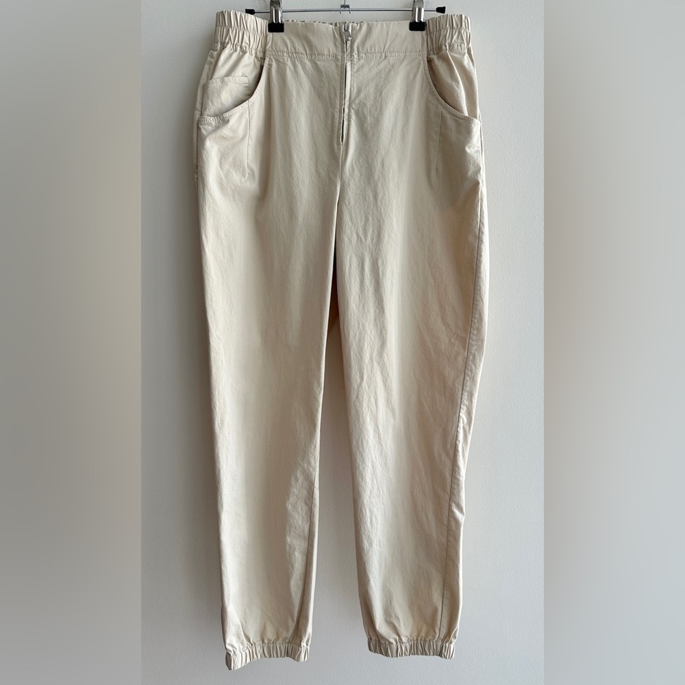 Thakoon Women’s Cinched High Waist Jogger Pants, Khaki/Tan, Size Large